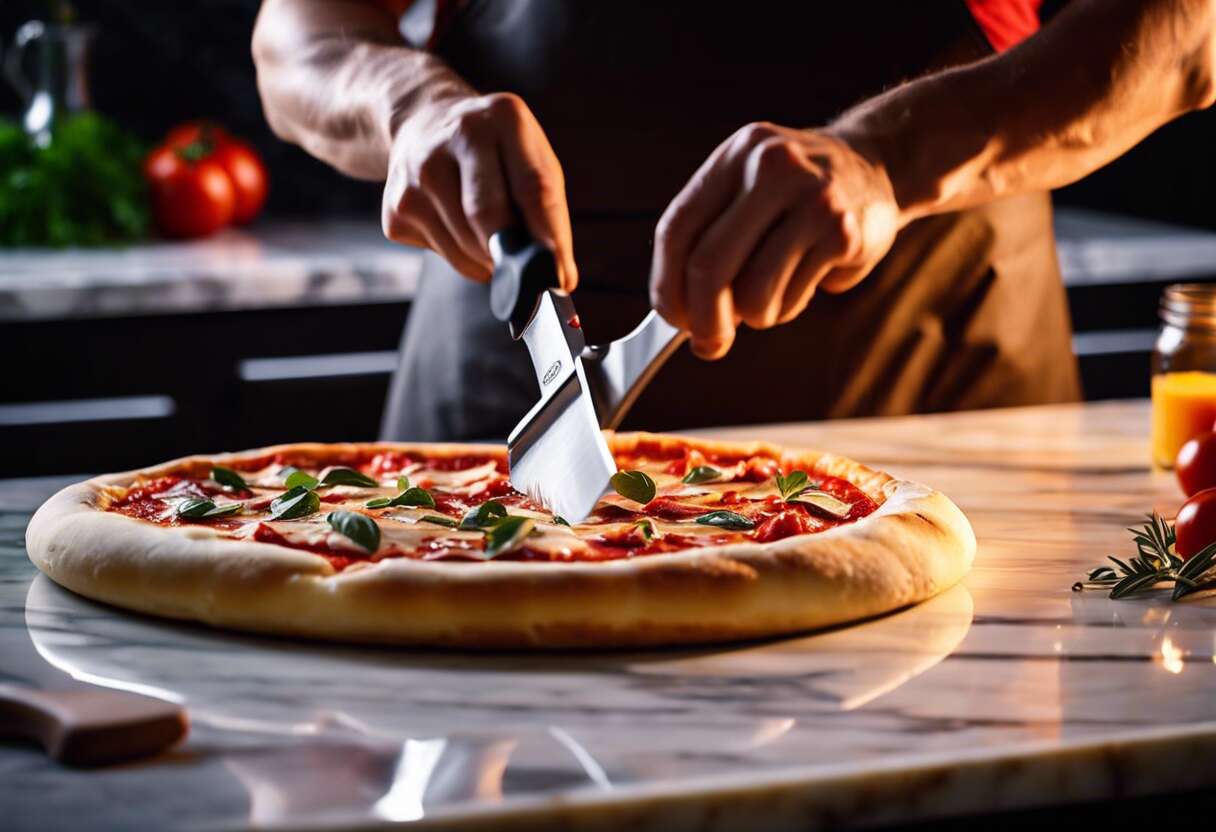 Des découpes parfaites : roulette, couteau et spatule pour pizza