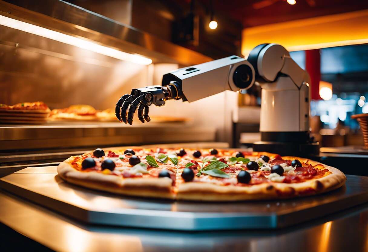 Spectacle robotique : la précision dans la préparation des pizzas