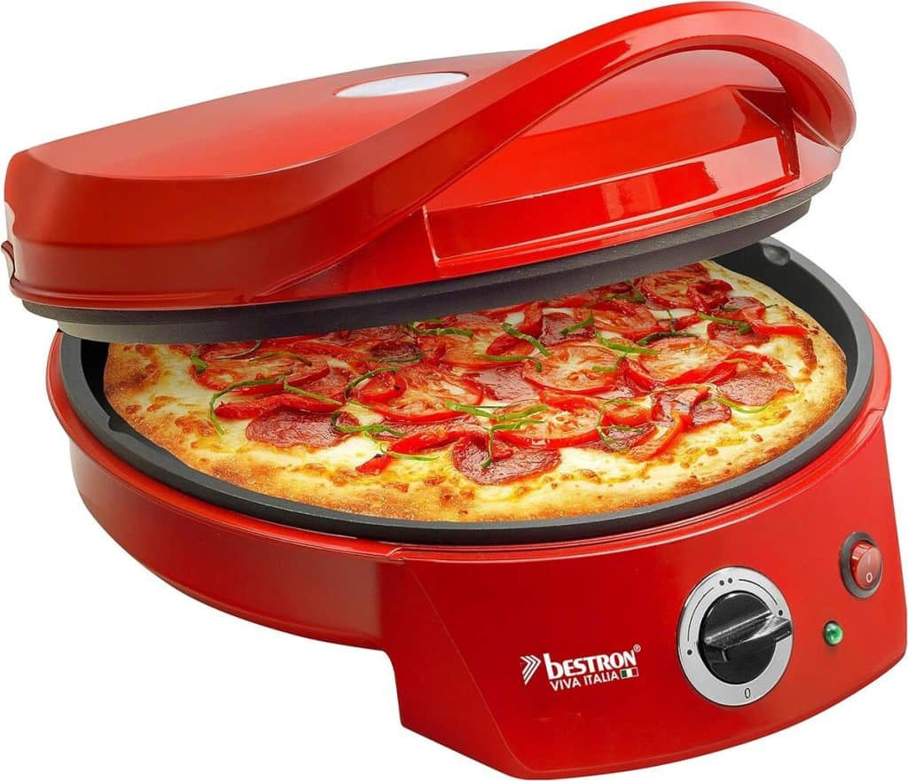 Test Bestron : four à Pizza Électrique jusqu'à 27 cm, 1800 Watts en Rouge