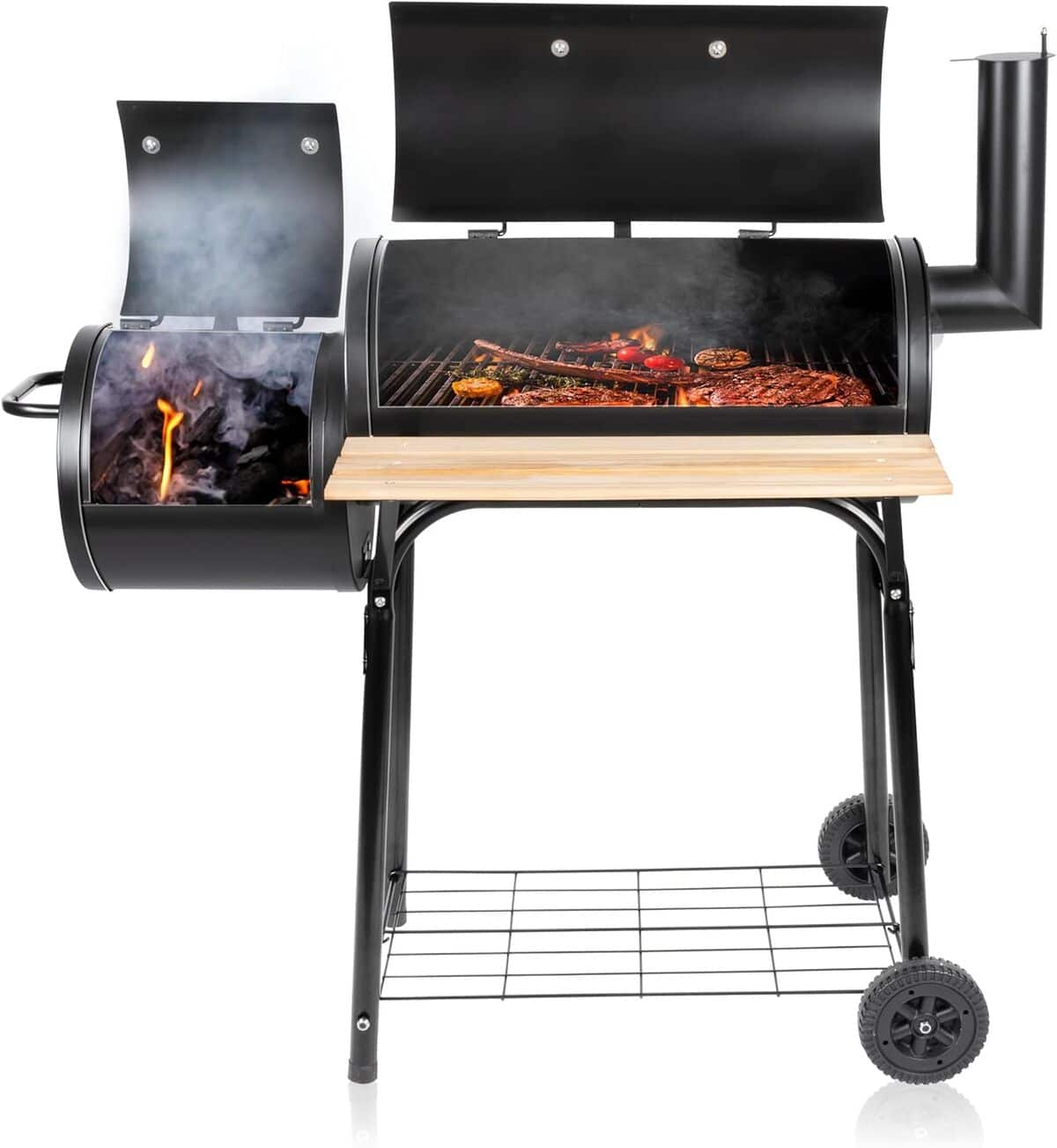 Test BBQ Collection : grand Fumoir Charbon avec Cheminée Réglable