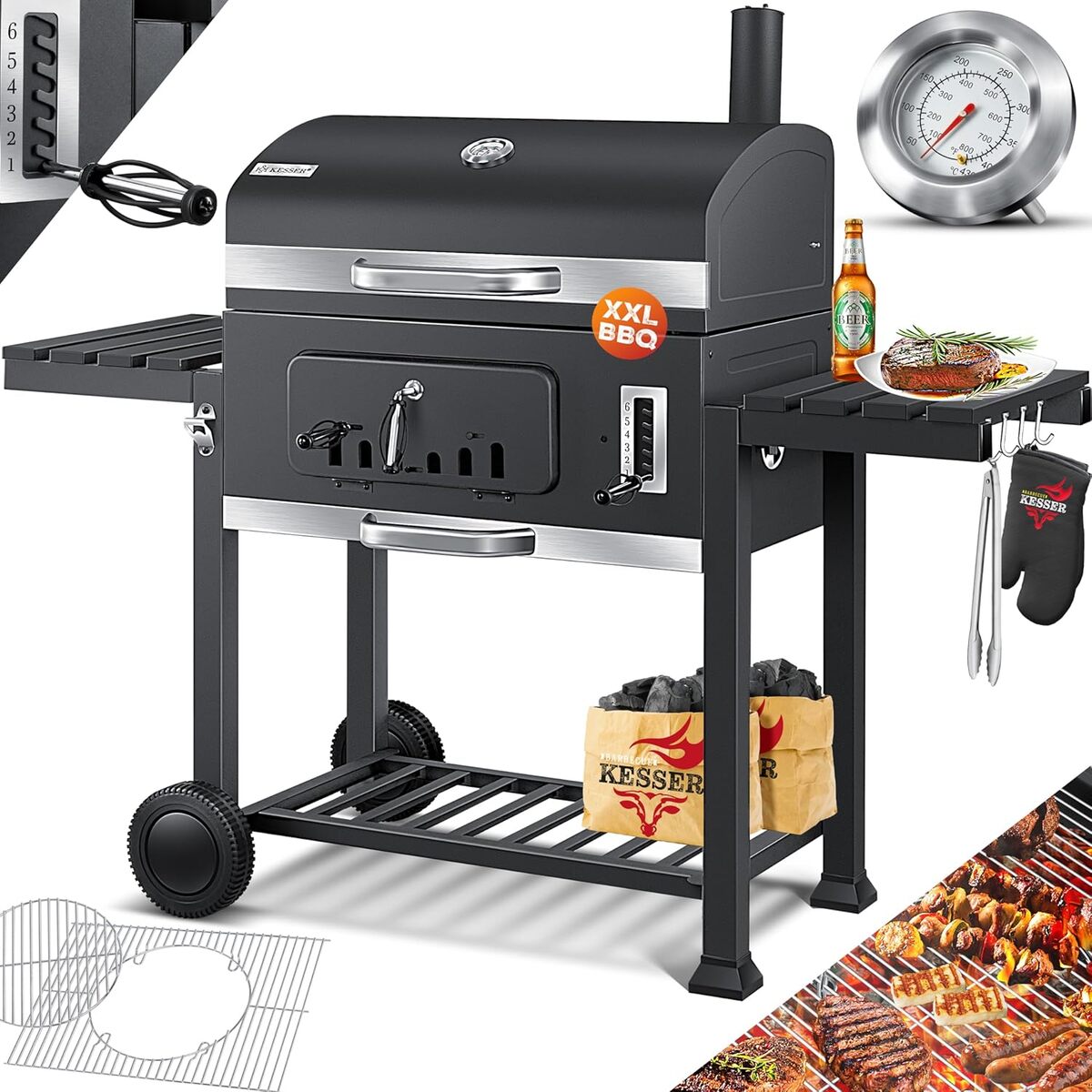 Test du chariot à barbecue KESSER grill XXL : le grand barbecue au charbon qui a tout pour plaire