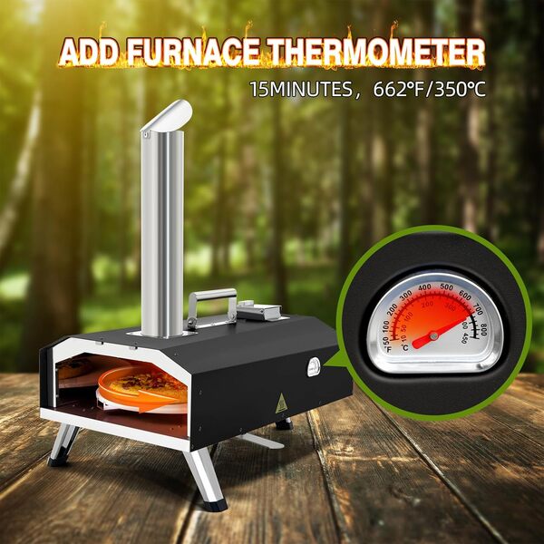 Four à pizza d'extérieur de 30,5 cm avec pierre rotative, four à pizza pour l'extérieur, four à pizza portable avec sac de transport pour l'extérieur (01)