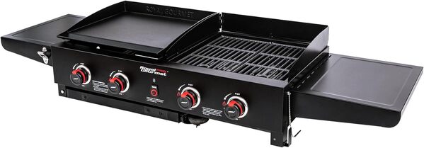 Royal Gourmet GD402 Barbecue à gaz portable à 4 brûleurs et grill avec pieds pliants, 48 000 BTU, noir
