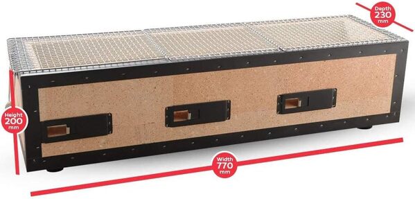 Konro Barbecue de table au charbon de bois - Barbecue japonais en acier inoxydable - Mini barbecue de style japonais - Accessoire de fête - 77 x 23 x 20 cm