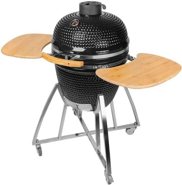 Tarrington House Classic Auplex Barbecue en céramique Acier inoxydable/bois de bambou/céramique Ø 47 Noir 130 x 74 x 120 cm