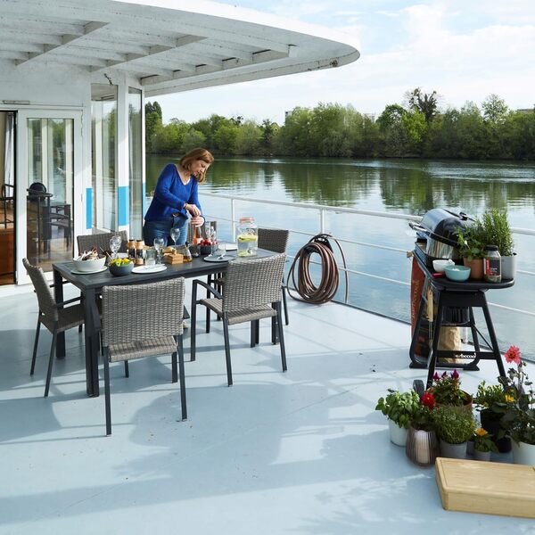 Barbecook barbecue charbon de bois Magnus Premium avec four à pizza, grill barbecue, avec table, 85x64x110cm, Noir