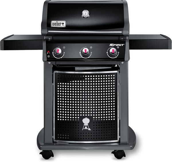 Weber Spirit E-310 Classic Barbecue à gaz, 3 brûleurs, Surface de Cuisson 52 x 45cm, Grille de Maintien au Chaud, thermomètre, Tablette Droite Rabattable, 4 Roues - Noir (46410056)