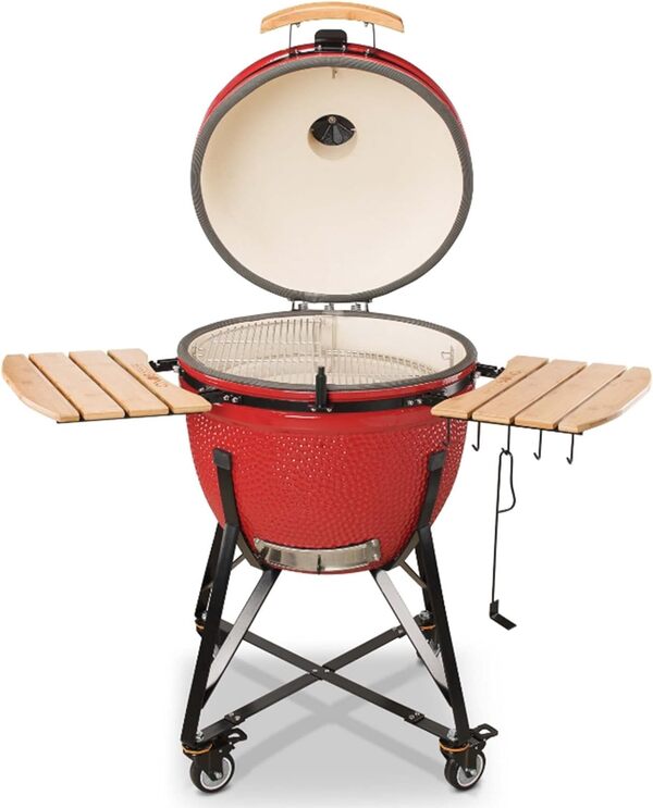 Kamado Bono Grande Limited Ø 64 cm Barbecue et 6 Accessoires Offerts Gratis - Barbecue Charbon De Bois Taille Portable - BBQ Et Fumoir - Rouge Barbecue Japonais Ceramique - Barbecue Balcon