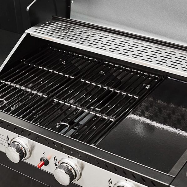 Cook'in Garden Cuisine extérieure modulable FIDGI 4 - Barbecue au gaz 4 brûleurs avec thermomètre, Meuble d'appoint desserte et évier