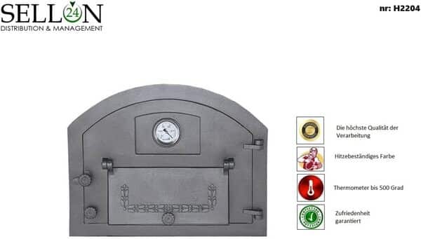 sellon H2204 Porte de four en fonte pour four à pizza et pierre