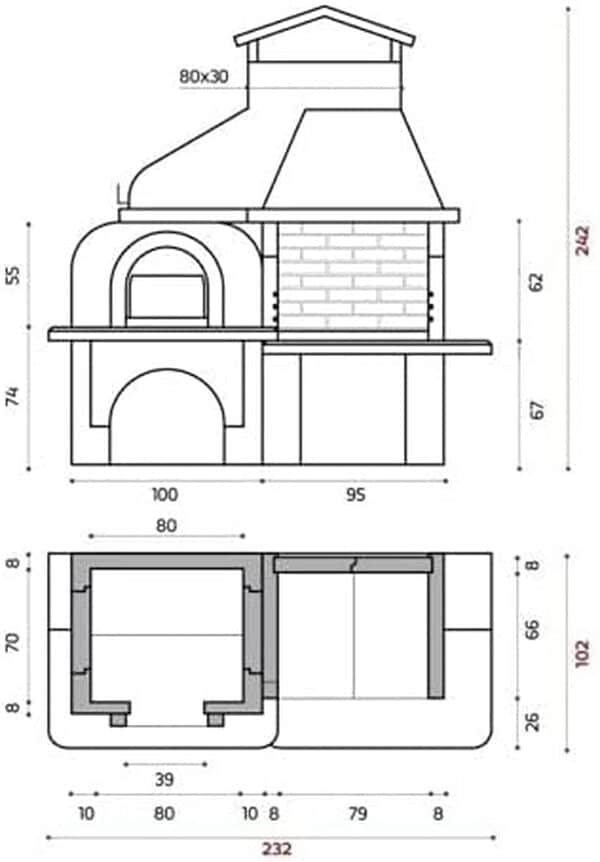 Barbecue à bois en réfractaire EDILMARK modèle PIZZA-PARTY