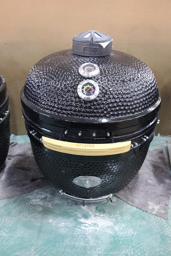 YNNI KAMADO TQ0C25BL Gril XL 63,5 cm avec distributeur de frites, barbecue, céramique, œuf, fumoir TQ0C25BL