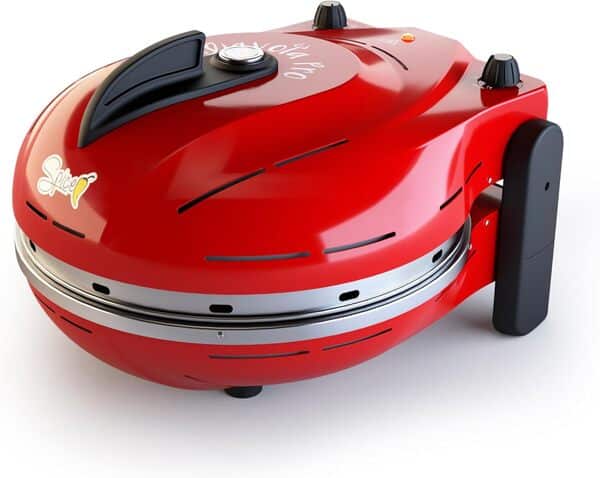 Four à pizza électrique Spice Diavola Pro V 2.0 100% design et brevet Made in Italy, Biscuit de Casapulla, Couleur Rouge Spice [Classe énergétique A]