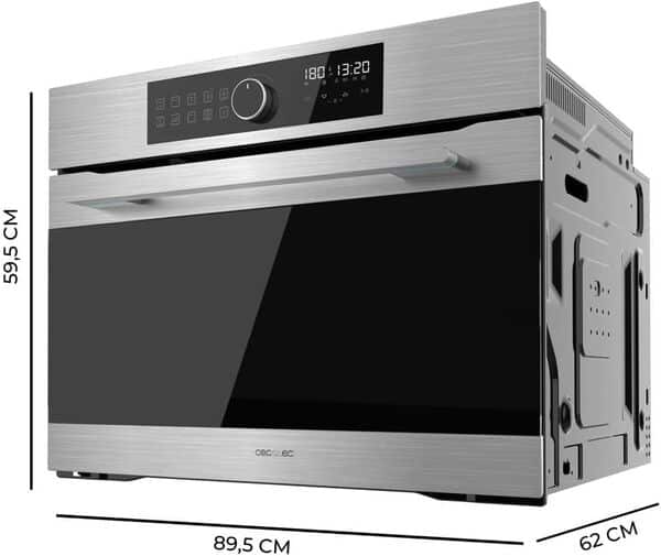 Cecotec Four Encastrable Multifonction Bolero Hexa AF319000 Inox A. 3800W, Capacité de 133L, 11 Fonctions avec Airfryer Master, Pizza Master, Steam Asisst, Steam EasyClean, Cuisson 3D, Décongélation [Classe énergétique A]