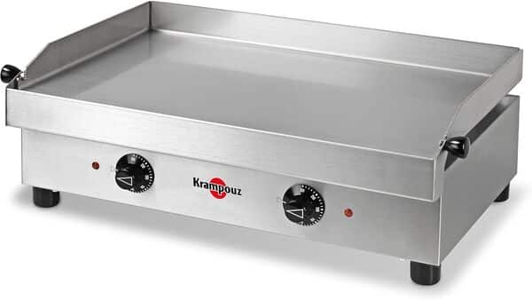 KRAMPOUZ Plancha Électrique SAMBA - Plaque de Cuisson en Inox 54 x 33 cm - 2500 Watts - 2 Zones de Cuisson - 2 Thermostats jusqu'à 300 °C - Nettoyage Facile - Fabriquée en France - Réf PFSB2AA-KR
