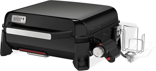 Weber SLATE GP 43 Premium Plancha barbecue à gaz, surface de cuisson 43 x 41 cm, portable, chaleur uniforme, surface antiadhésive en porcelaine émaillée, pieds réglables en hauteur - Noir (1500207)