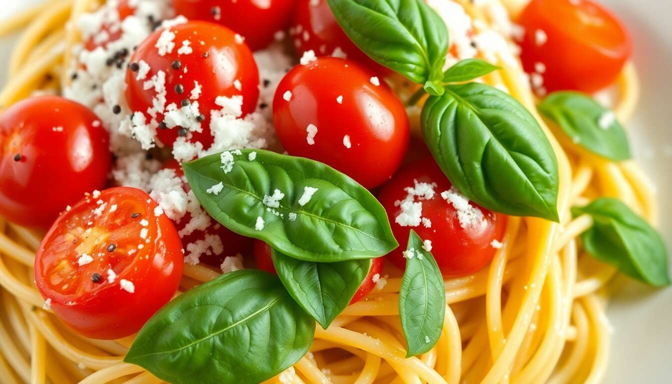 Spaghetti aux tomates fraîches et basilic : recette gourmande
