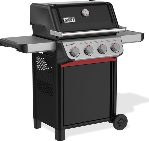 Weber Spirit E-410 Barbecue à gaz, 4 brûleurs, 51 x 46 cm surface de cuisson, grille de maintenance, thermomètre intégré, 2 roues - Noir/argent (1500888)