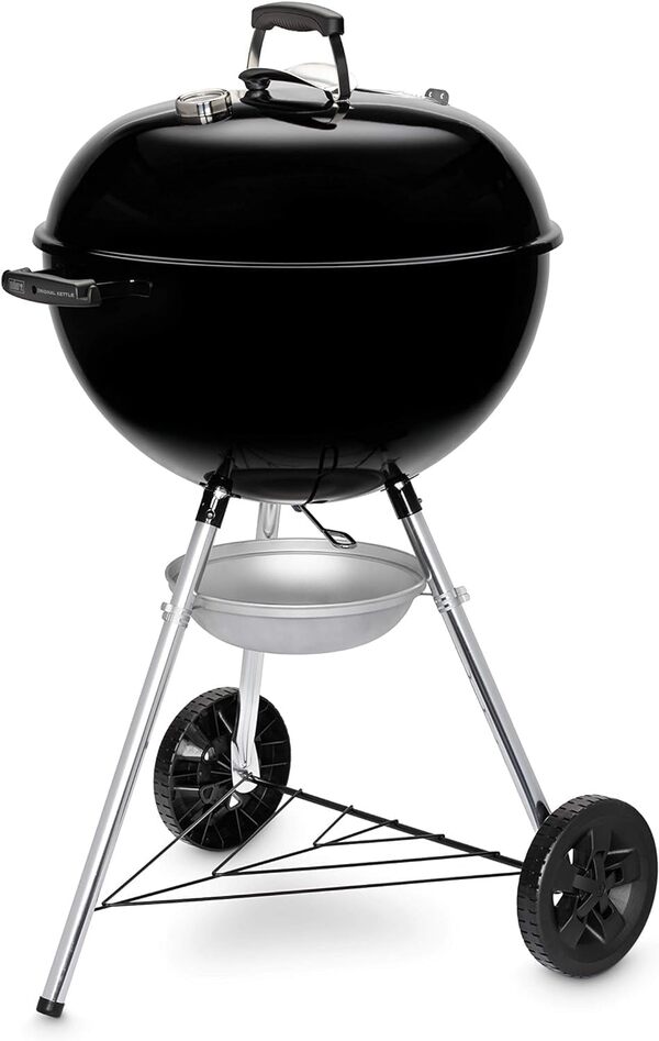 Weber Barbecue à Charbon Original Kettle 57cm - Barbecue E-5710 à Couvercle, Thermomètre, Trépied, Roues - Noir & Cheminée d'Allumage Rapidfire pour Barbecue, 20cm - Allume Barbecue en Aluminium