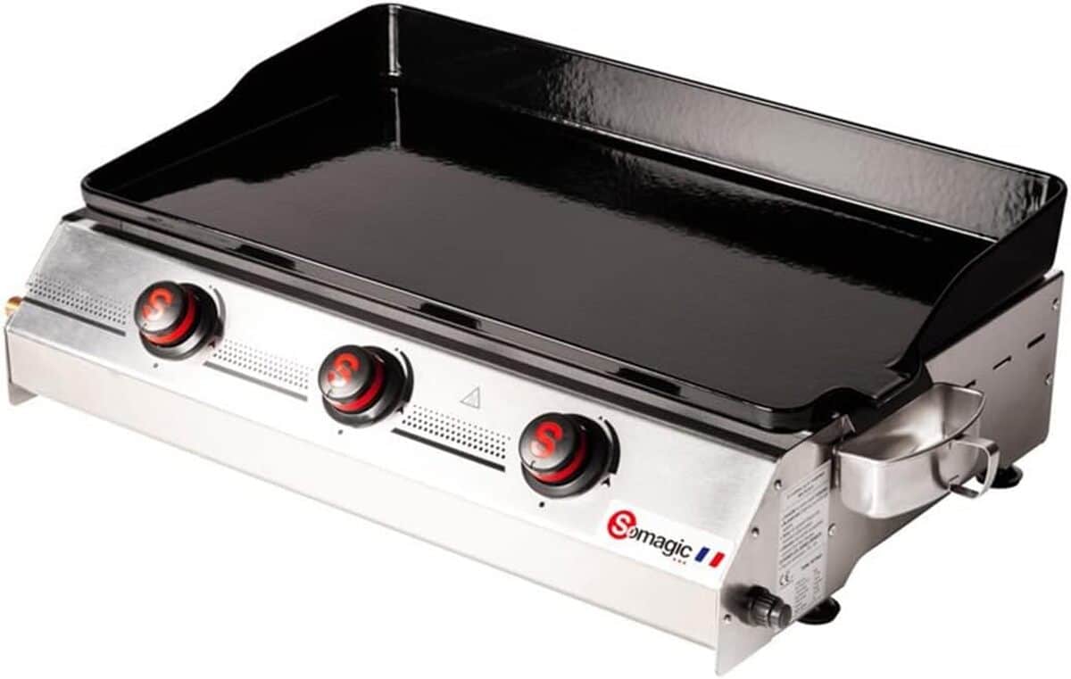 Test Plancha gaz Somagic So Premium 3 feux, noire/argent