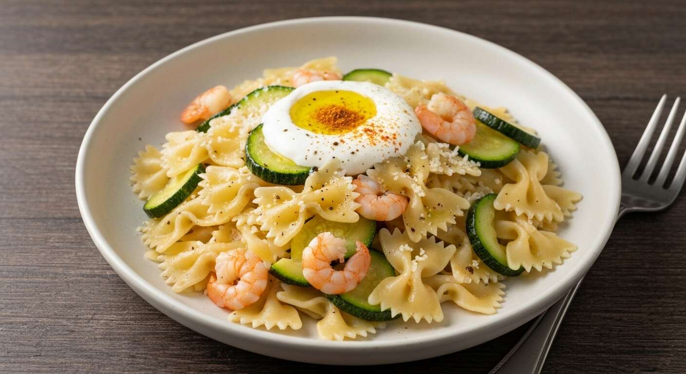 Farfalle aux courgettes et crevettes : recette savoureuse