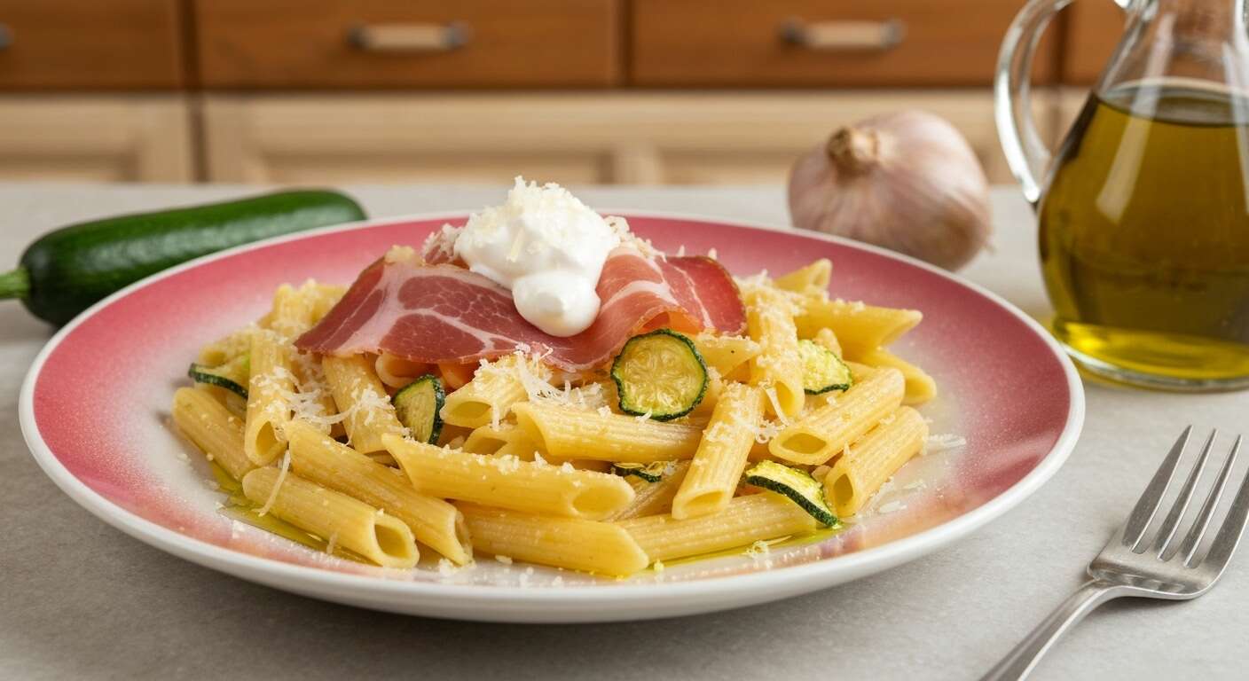 Recette des Mezze Penne aux Courgettes et Speck