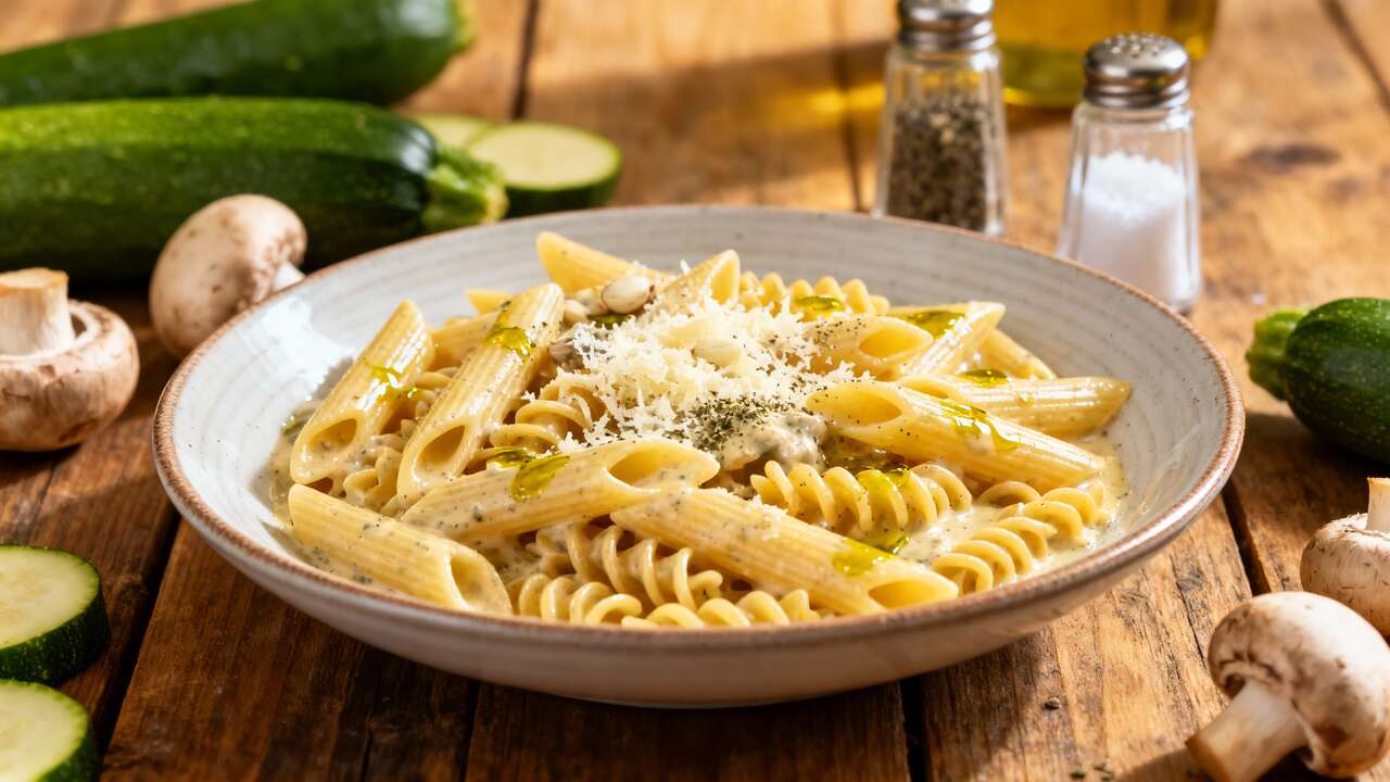 Recette de pâtes aux courgettes et champignons