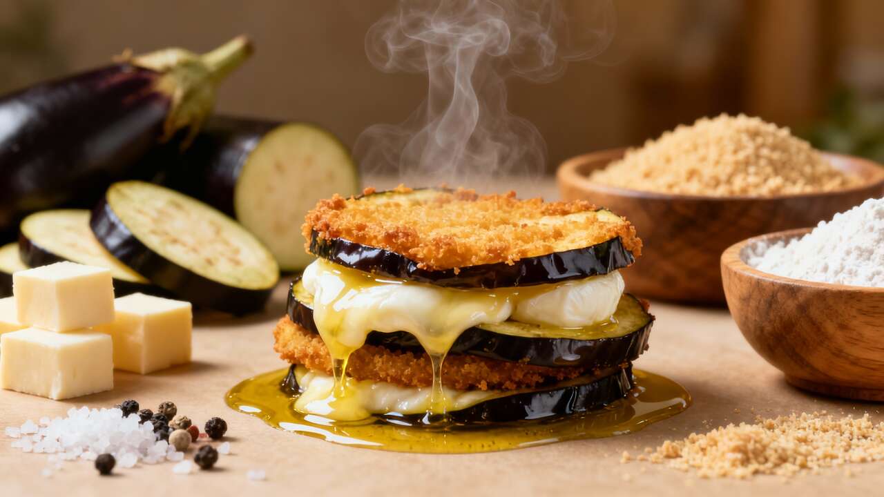 Aubergines panées à la scamorza : la recette savoureuse