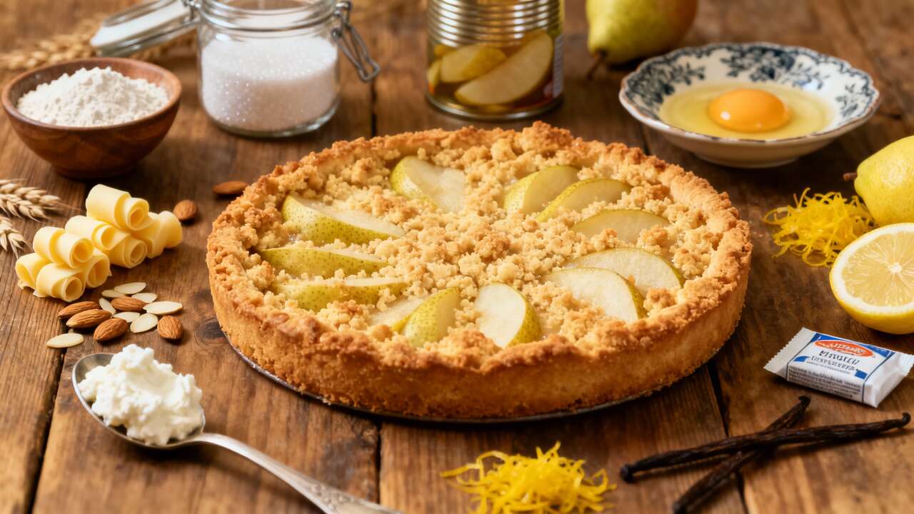Recette de Tarte Sbrisolona aux Poires et Ricotta