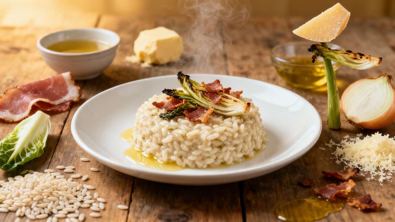 Risotto à la chicorée et au speck : recette gourmande italienne