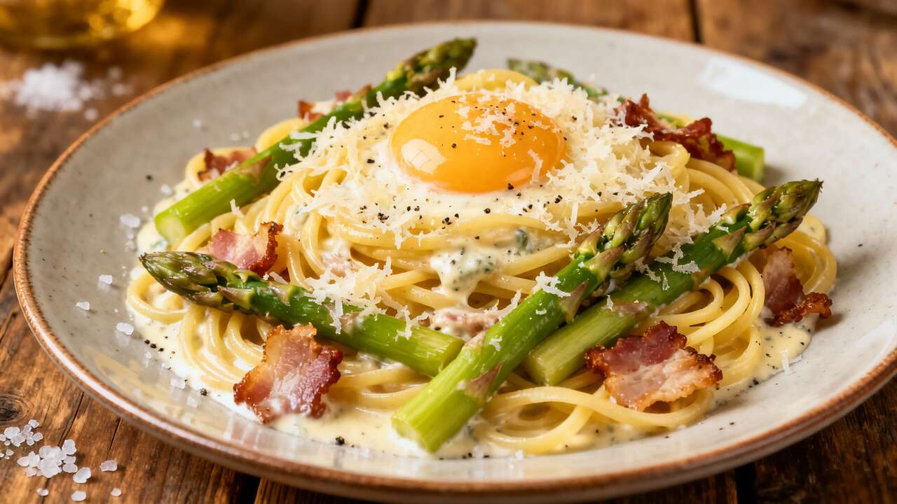 Linguine Carbonara aux Asperges : recette Savoureuse
