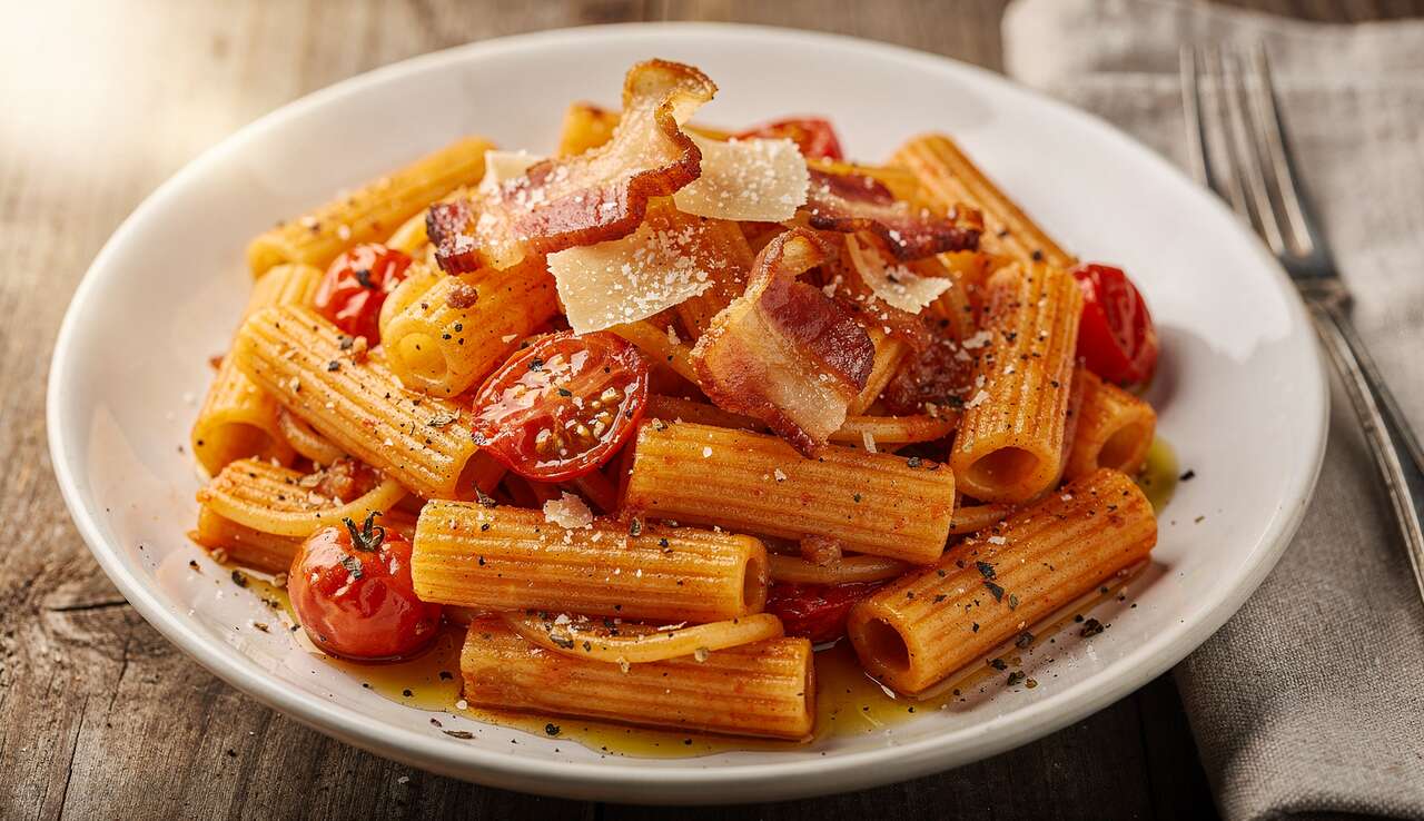 Rigatoni aux tomates cerises et Guanciale : recette savoureuse