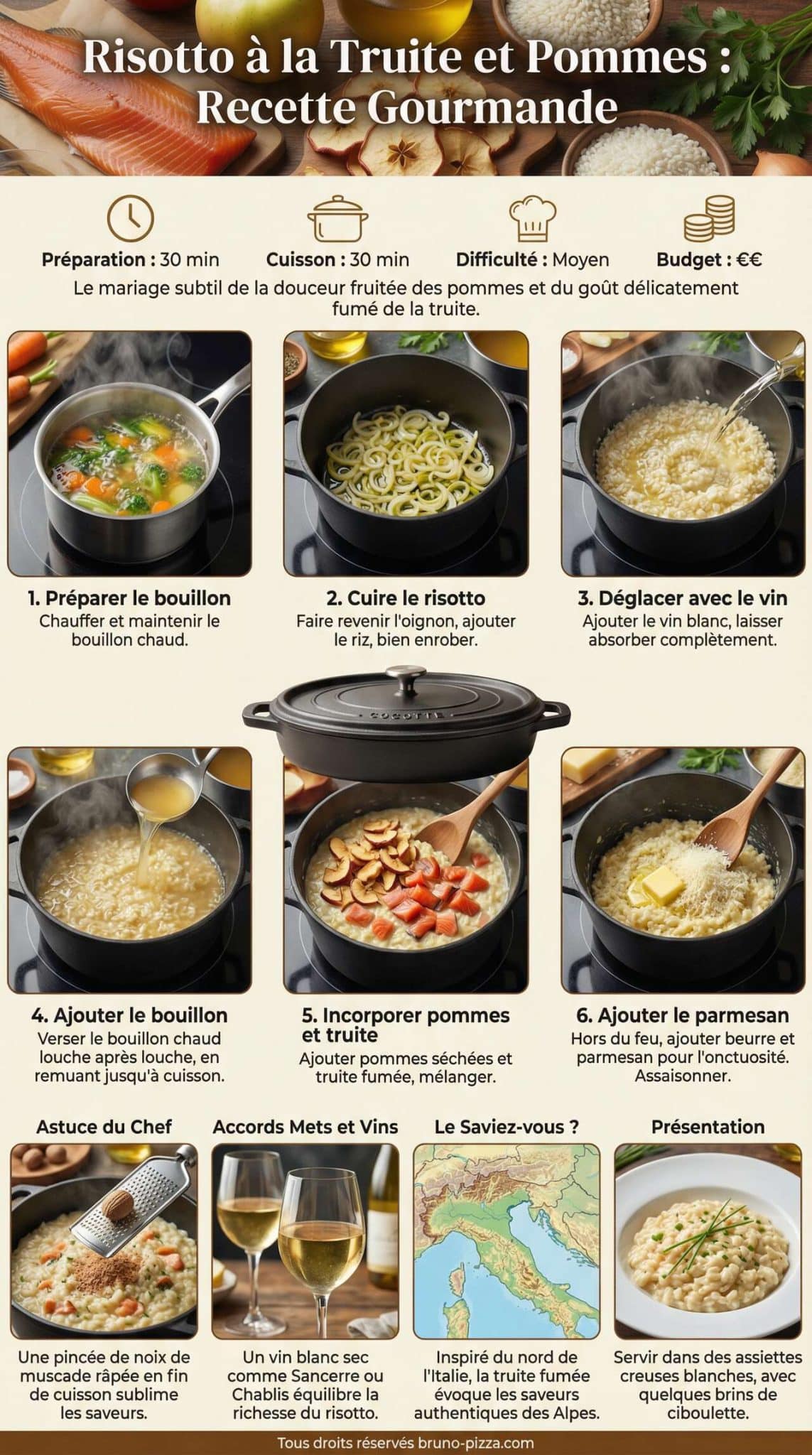 Fiche recette Risotto &agrave; la Truite et Pommes : recette Gourmande