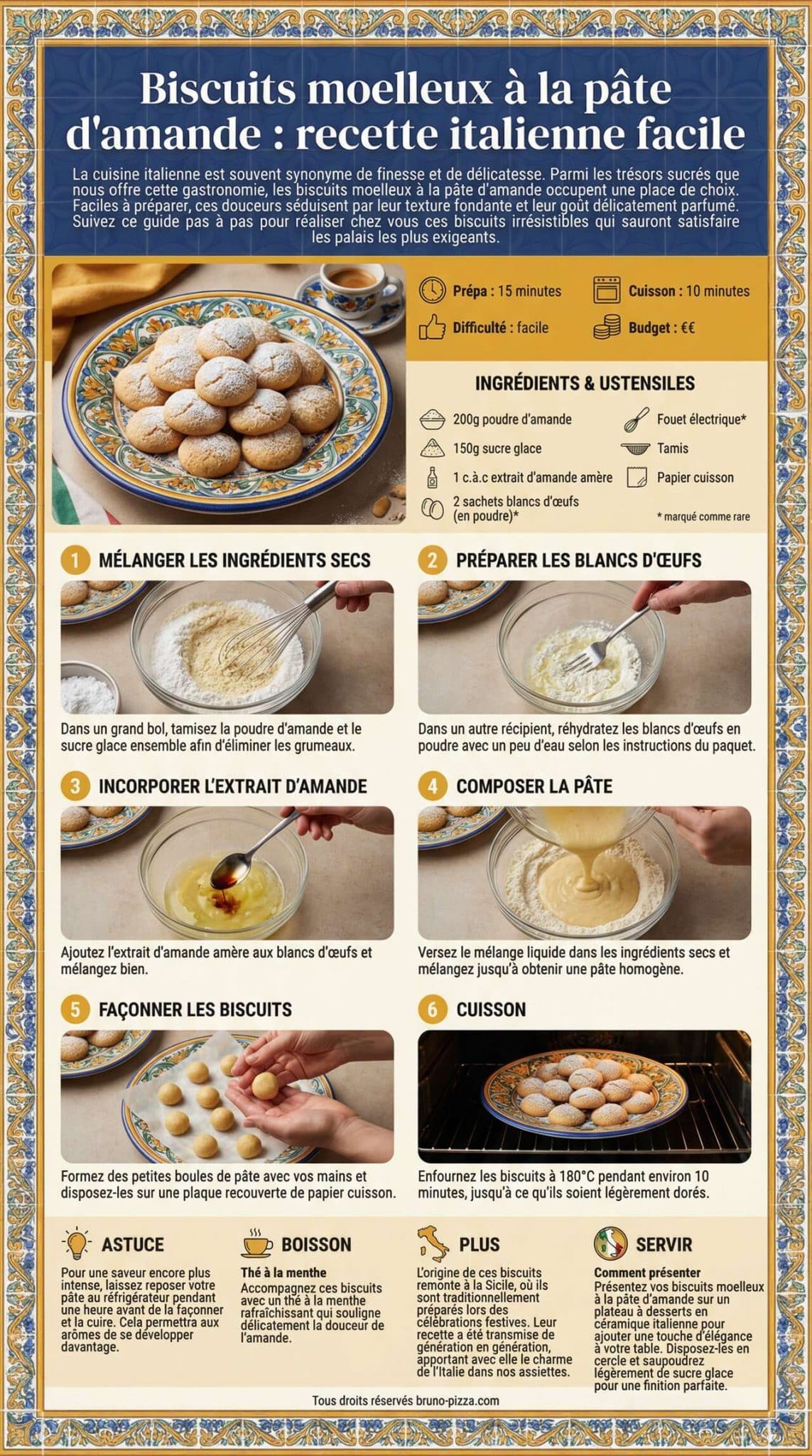 Fiche recette Biscuits moelleux &agrave; la p&acirc;te d'amande : recette italienne facile