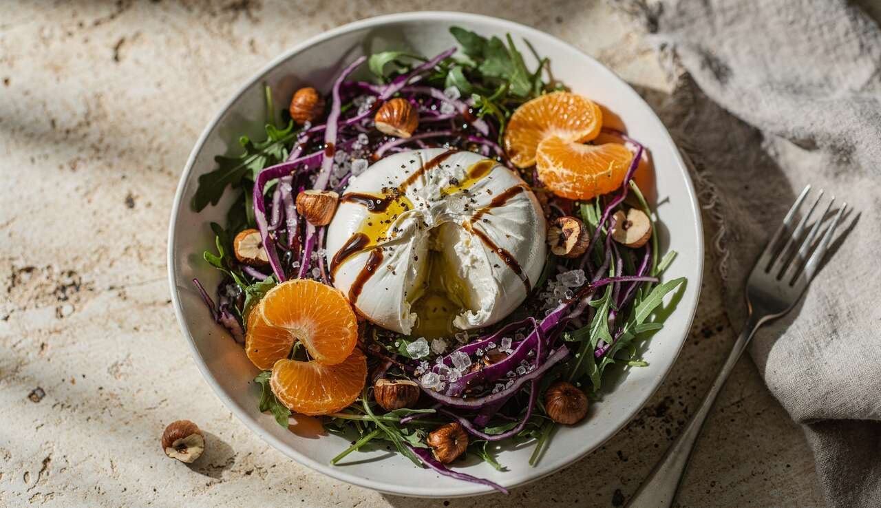 Recette du Burrata Bowl au Chou Rouge et Cl&eacute;mentine