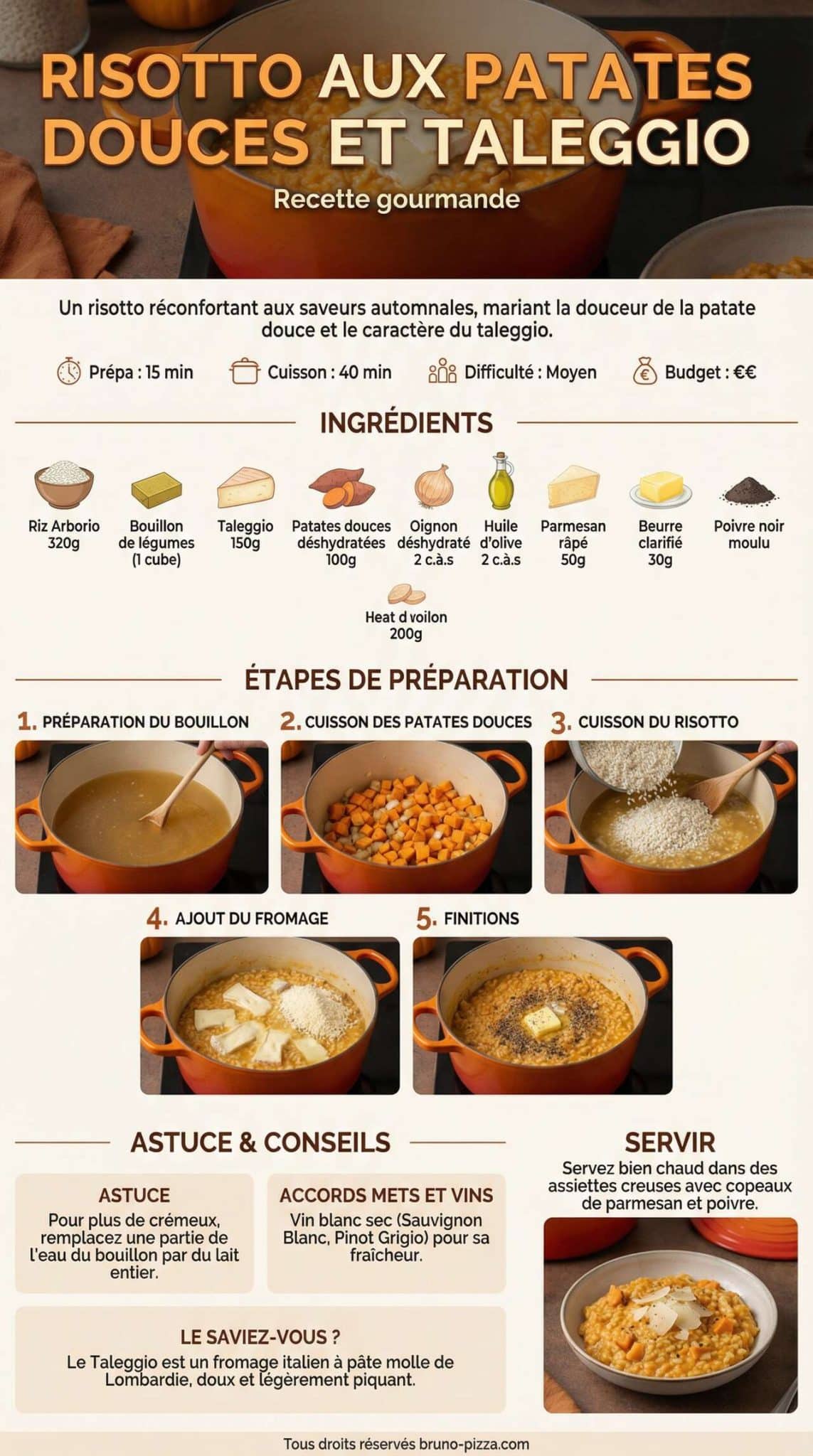 Fiche recette Risotto aux patates douces et Taleggio : recette gourmande