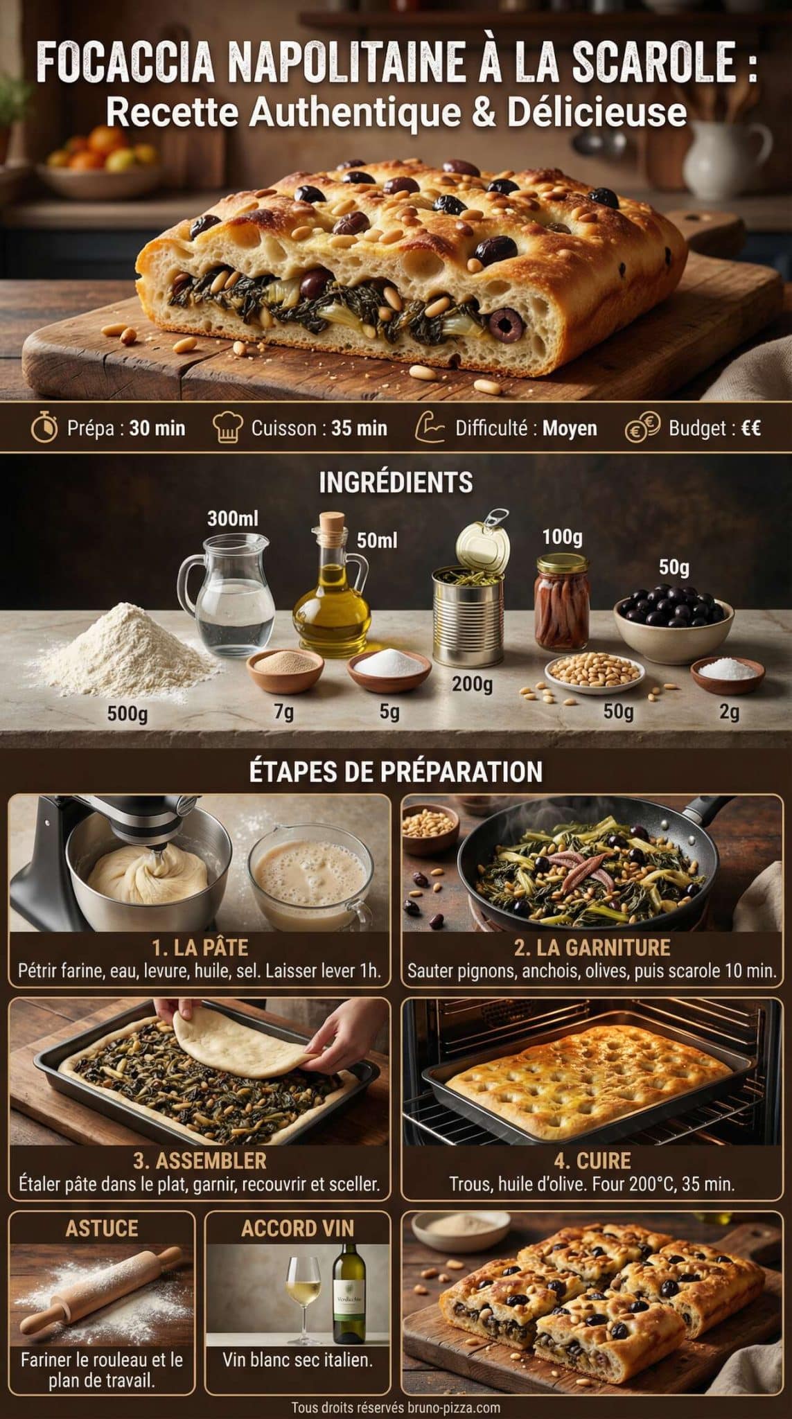 Fiche recette Focaccia Napolitaine &agrave; la Scarole : recette Authentique et D&eacute;licieuse