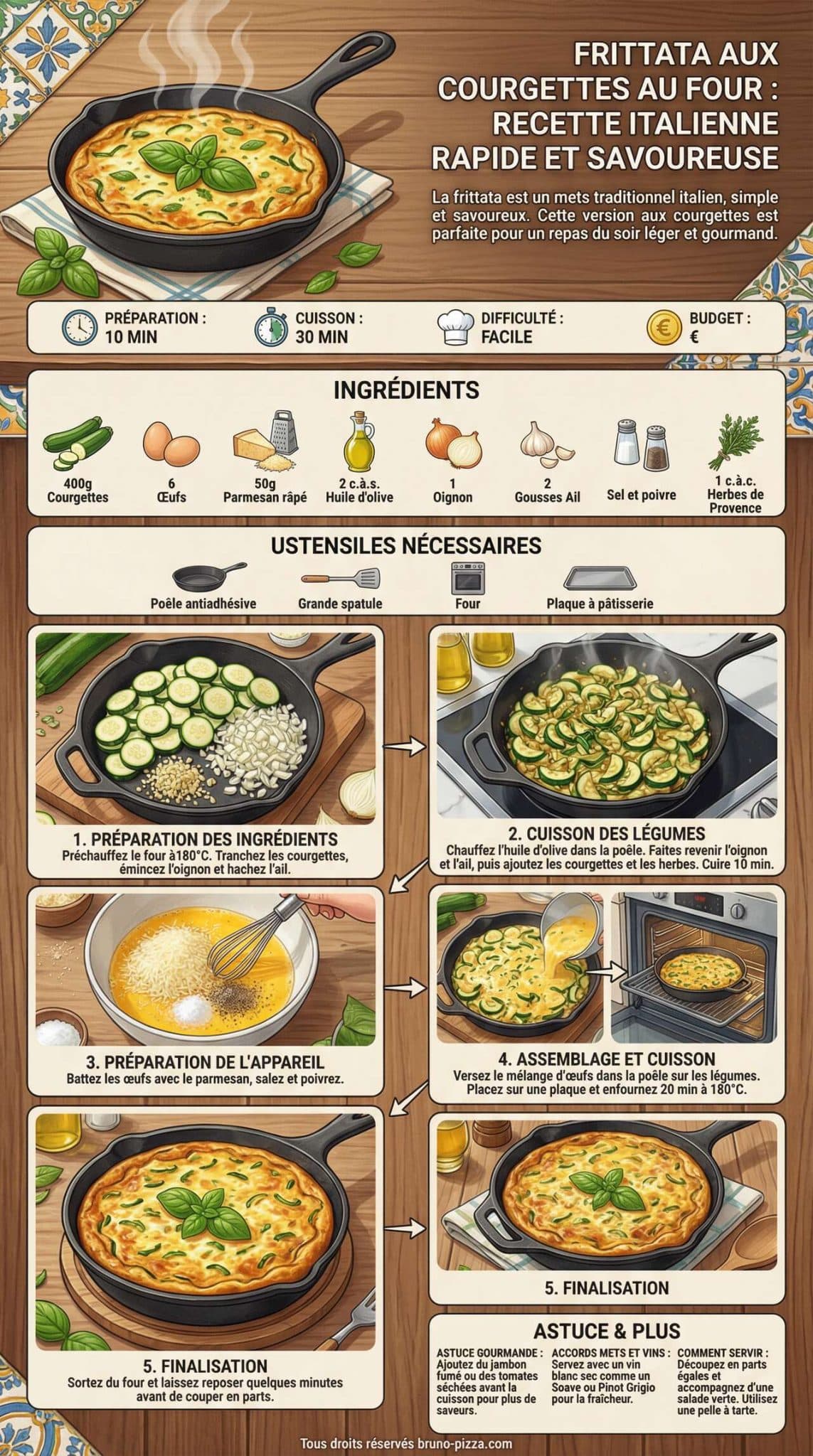 Fiche recette Frittata aux courgettes au four : recette italienne rapide et savoureuse