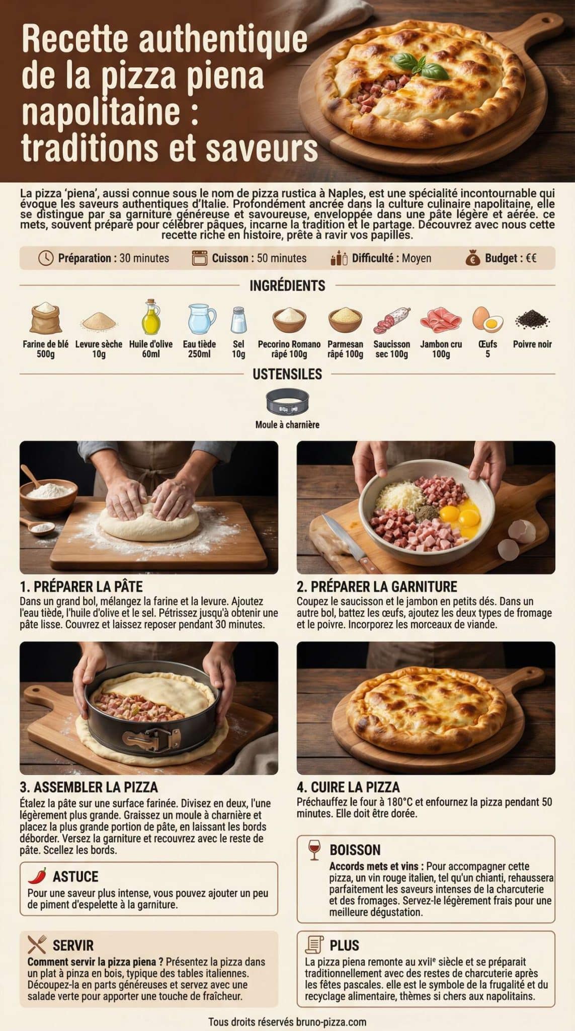 Fiche recette Recette authentique de la pizza piena napolitaine : traditions et saveurs