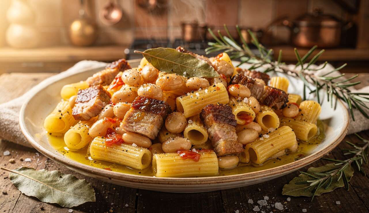 Pâtes aux haricots blancs et couenne : recette italienne authentique