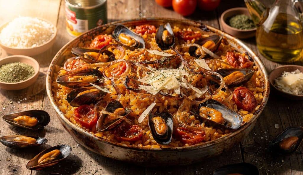 Recette de la tiella barese : gratin de riz aux moules
