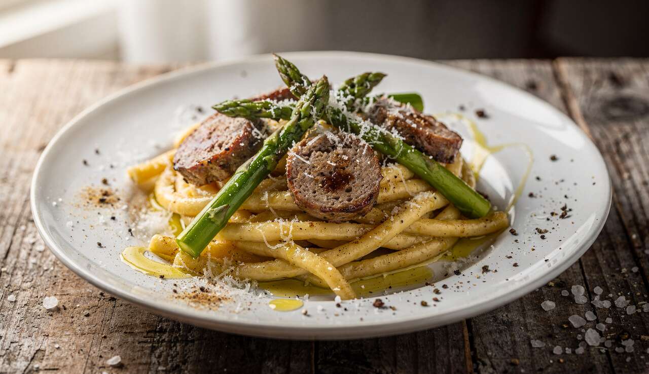 Strascinati aux asperges et saucisse : une recette gourmande