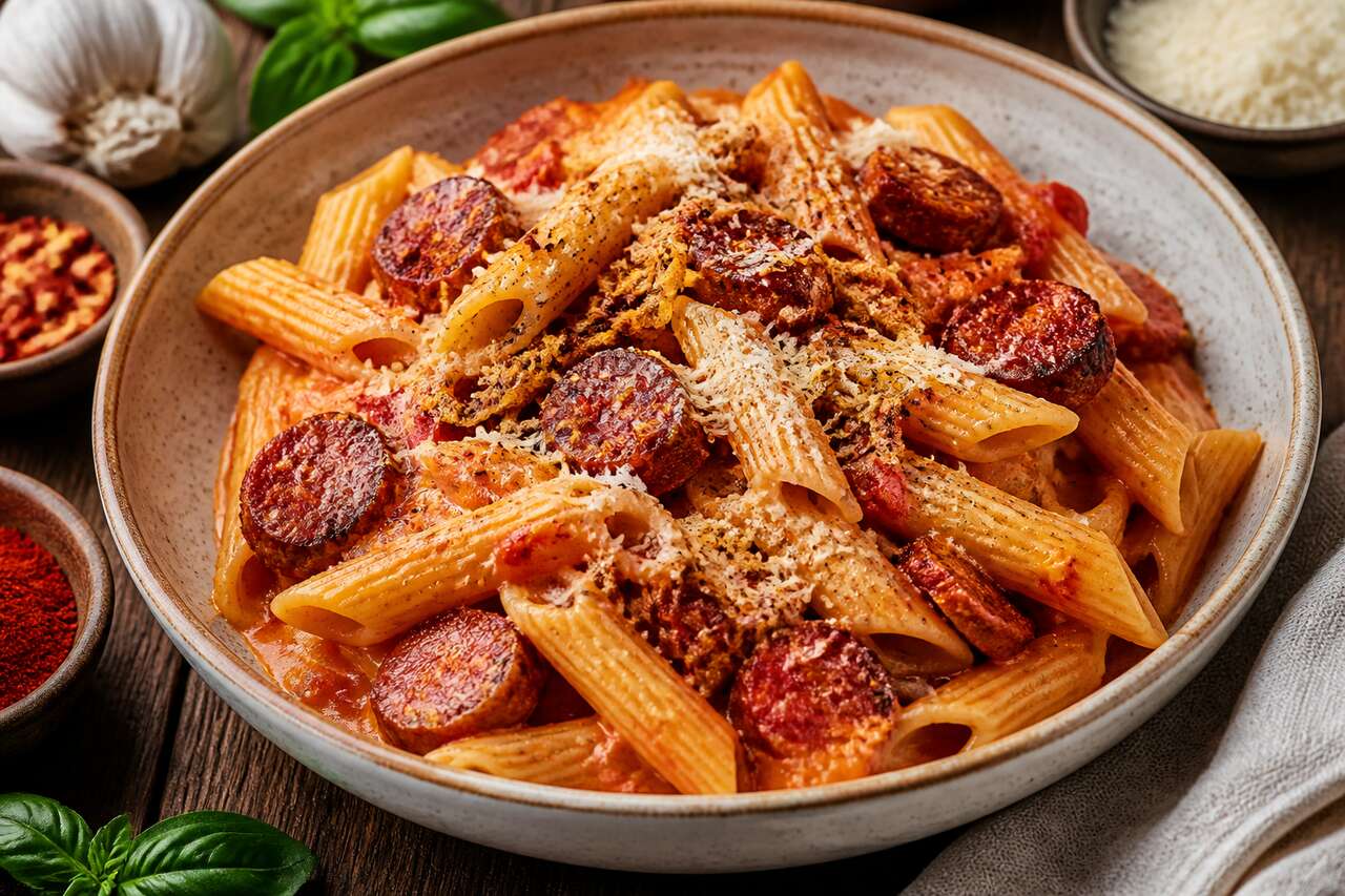 Recette facile : pâtes au chorizo en 15 minutes chrono