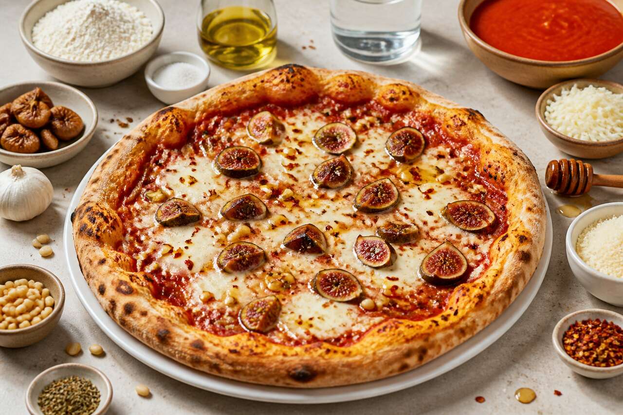 Recette de pizza pour l'été : La pizza margherita aux figues et miel gourmand
