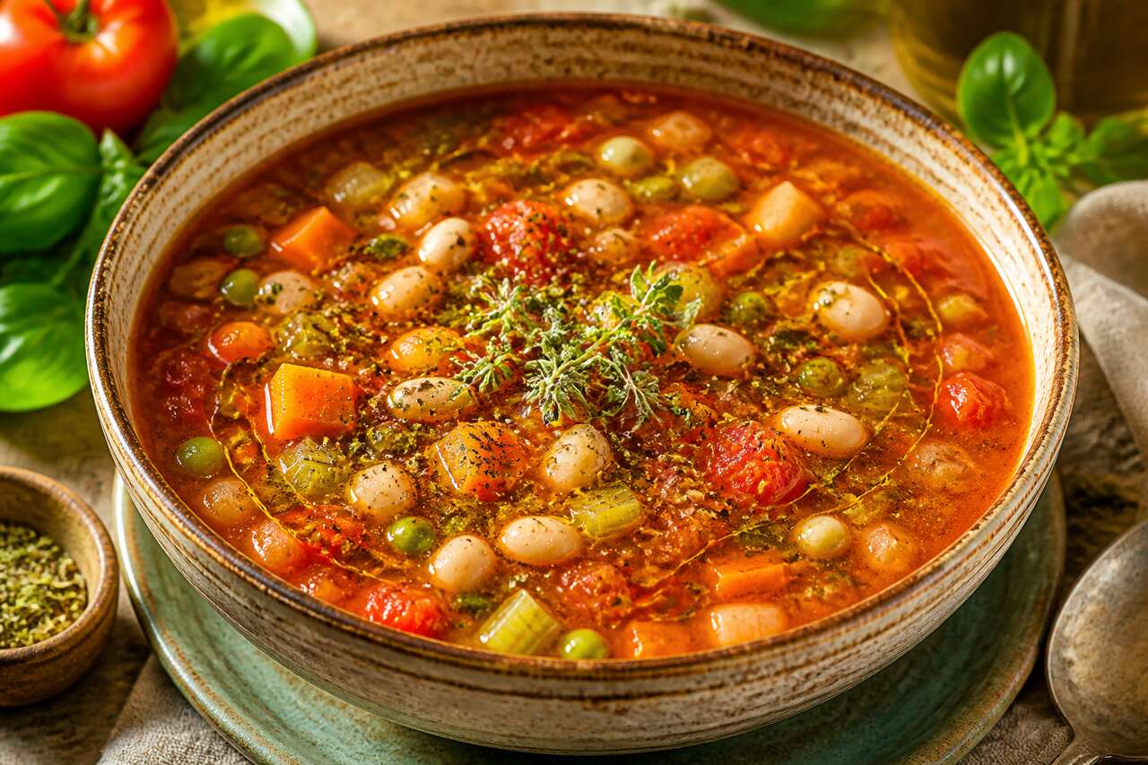 Minestrone glacé à la tomate et au basilic : la soupe anti-canicule par excellence