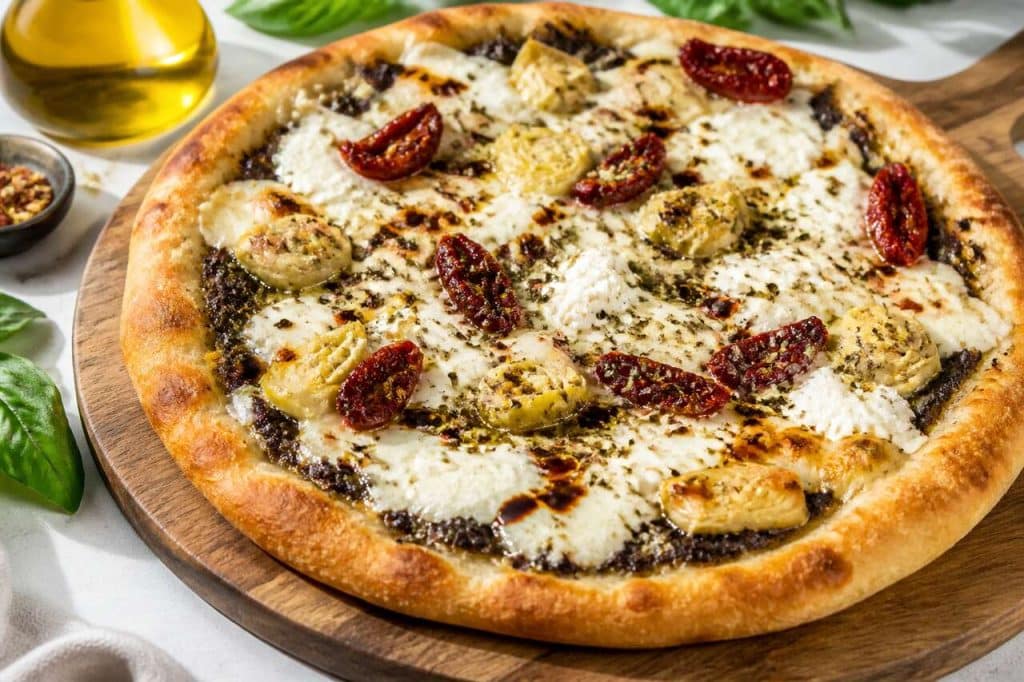Pizza d'été à la tapenade et ricotta : un délice crémeux à partager