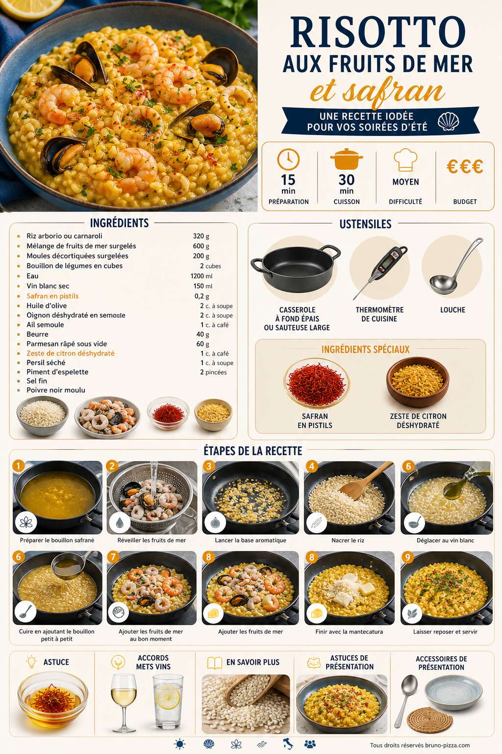 Fiche recette Risotto aux fruits de mer et safran : une recette iod&eacute;e pour vos soir&eacute;es d'&eacute;t&eacute;