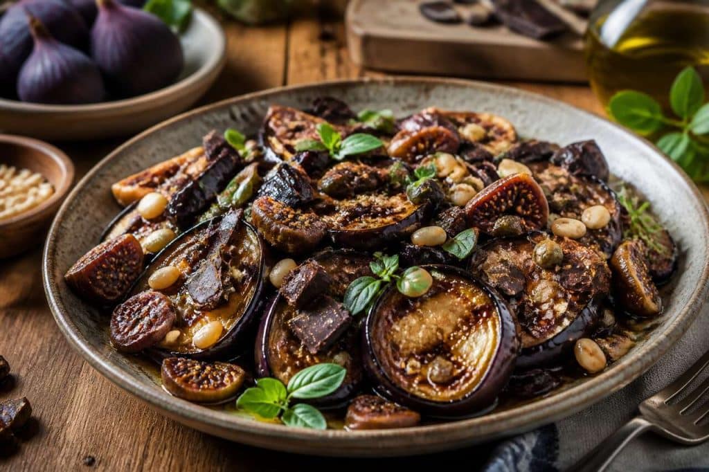 Caponata d'été au chocolat noir et aux figues séchées : à déguster bien fraîche