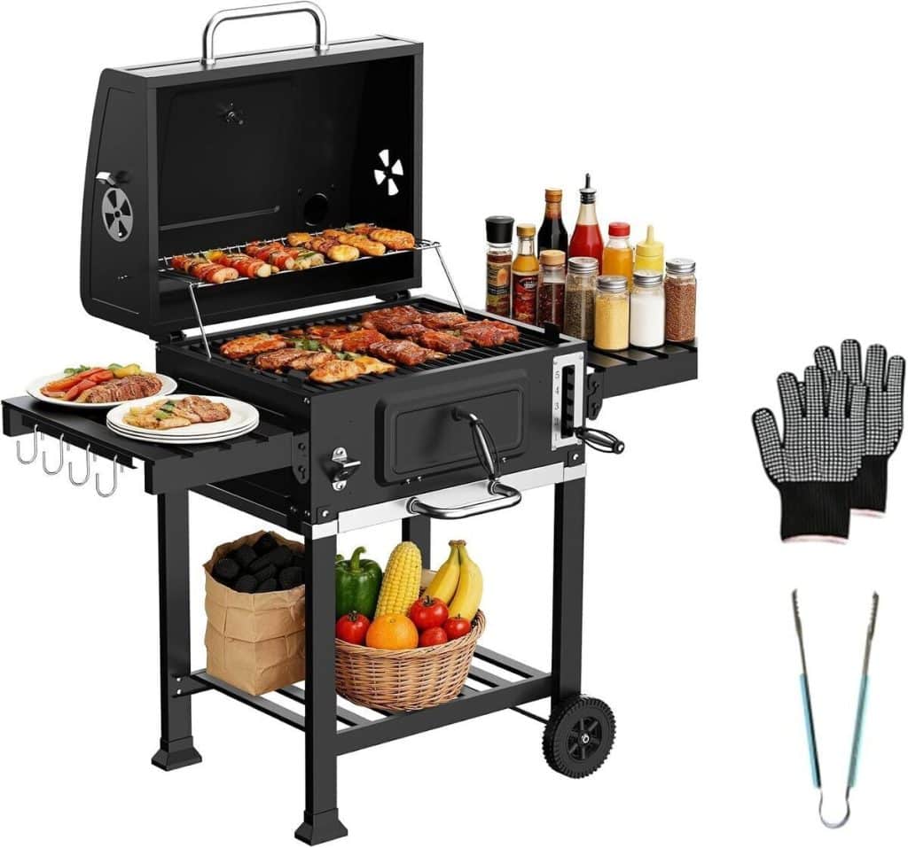 Test du barbecue au charbon XXL TEENO : grand modèle avec fumoir et thermomètre intégré