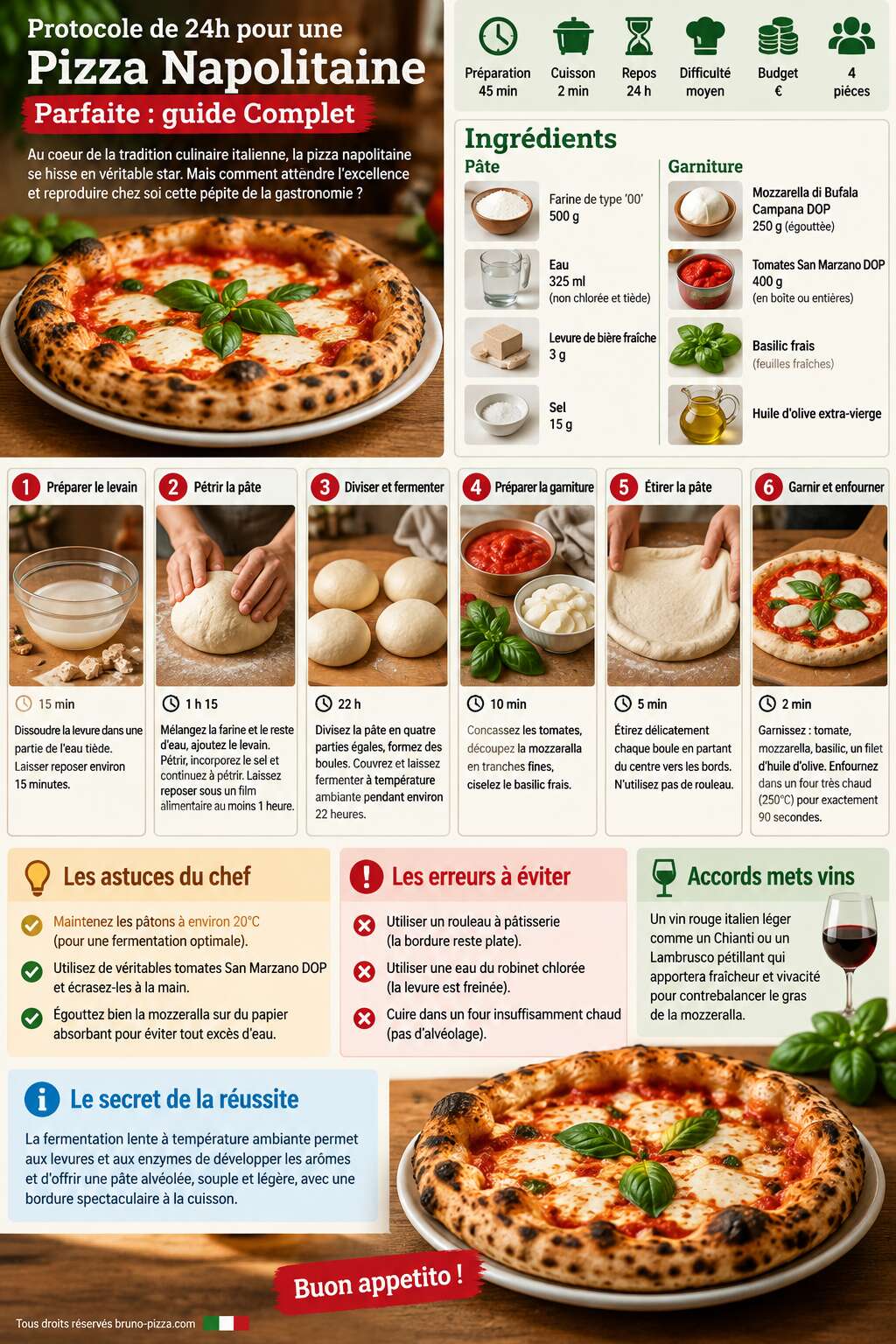 Fiche recette Protocole de 24h pour une Pizza Napolitaine Parfaite : guide Complet Fiche recette Protocole de 24h pour une Pizza Napolitaine Parfaite : guide Complet